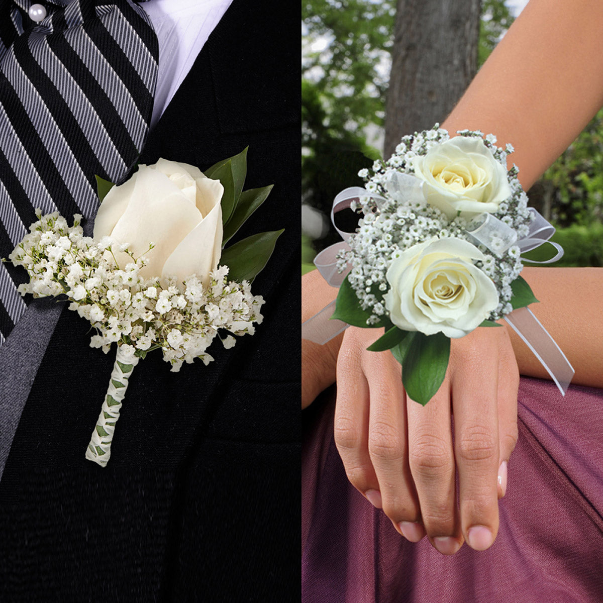 Boutonnieres & Wrist Corsages - Ivory